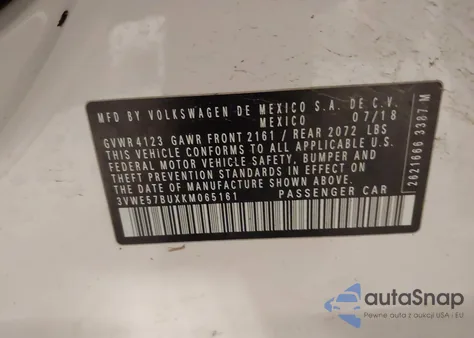 2019 Volkswagen Jetta 1.4T Sel из США, поврежденный, VIN 3VWE57BUXKM065161